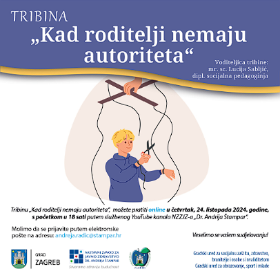 Tribina za roditelje “Kad roditelji nemaju autoriteta”, 24. listopada